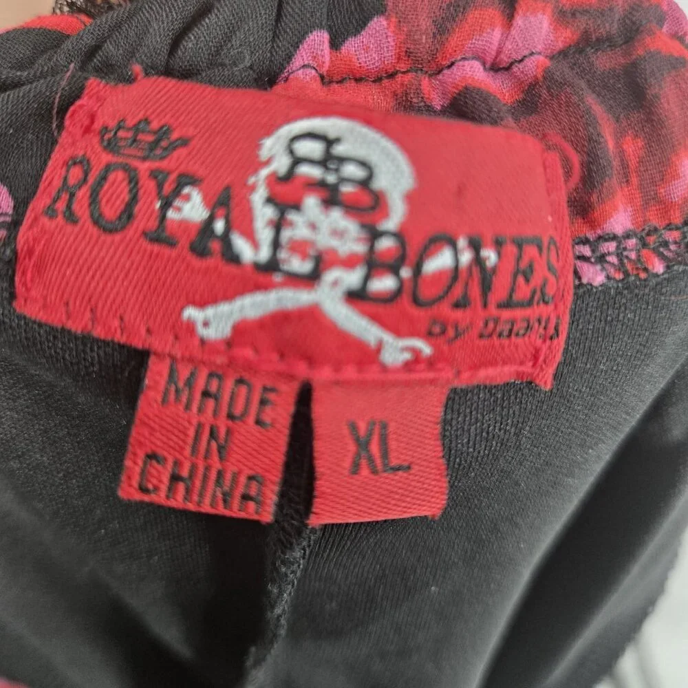 Royal Bones Daang Fit n Flare Mini Dress Rose Lace Ruffle Gothic Vamp Y2K XL - Picture 7 of 8